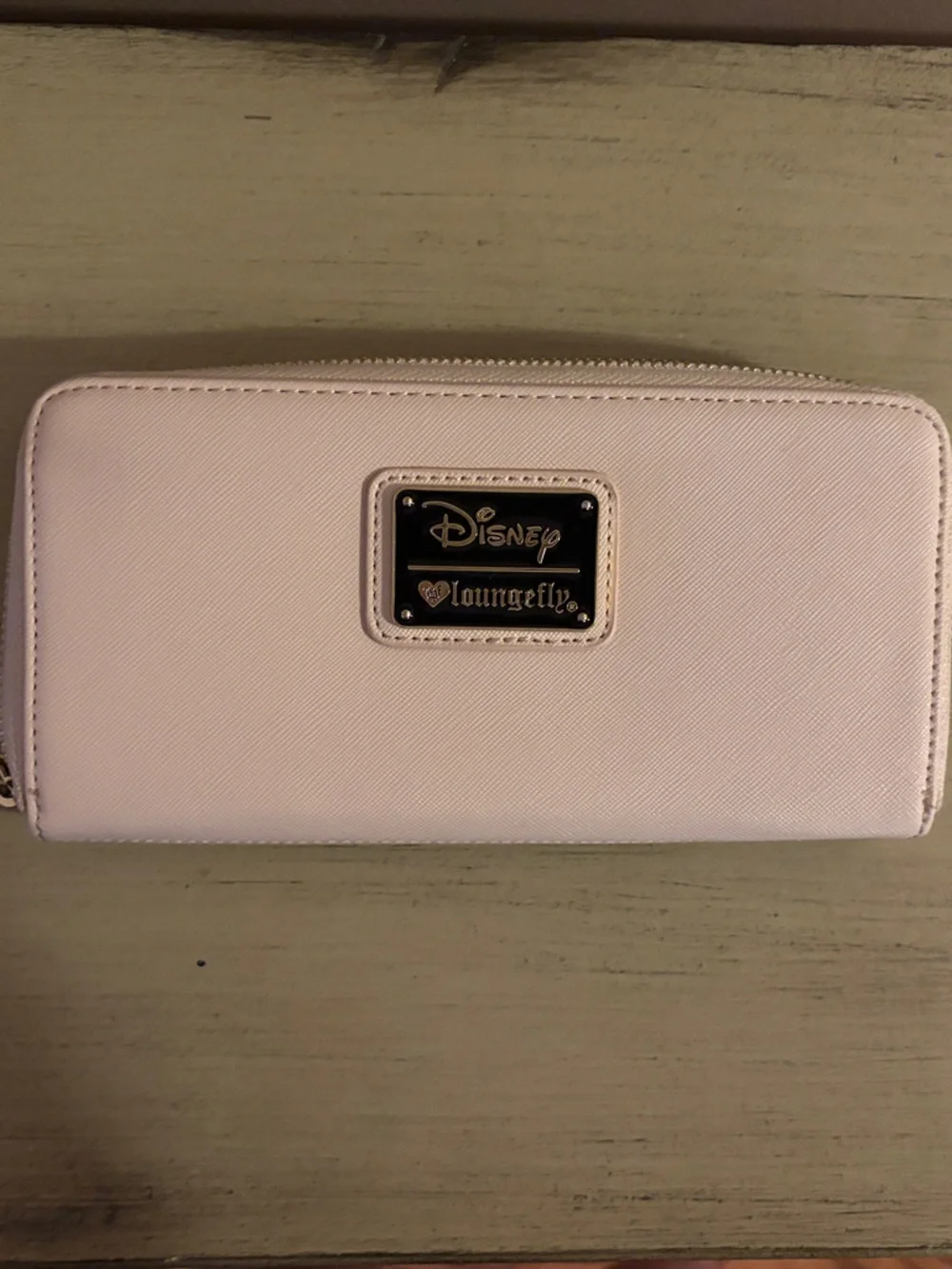 Disney Beauty and the Beast Light Pink Zip Wallet with Gold Accents